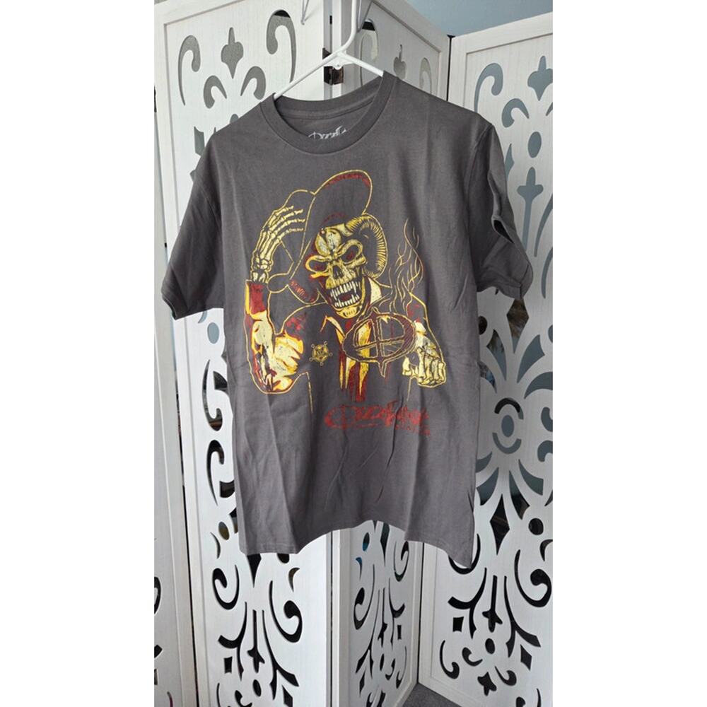 Ozzfest Ozzy Skeleton Cowboy Graphic T-Shirt Gray Medium Monowise 2023 NWOT